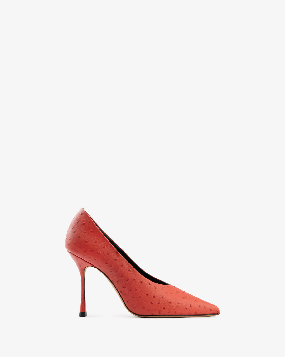 Kiss Pump Blood Orange Ostrich Embossed Leather
