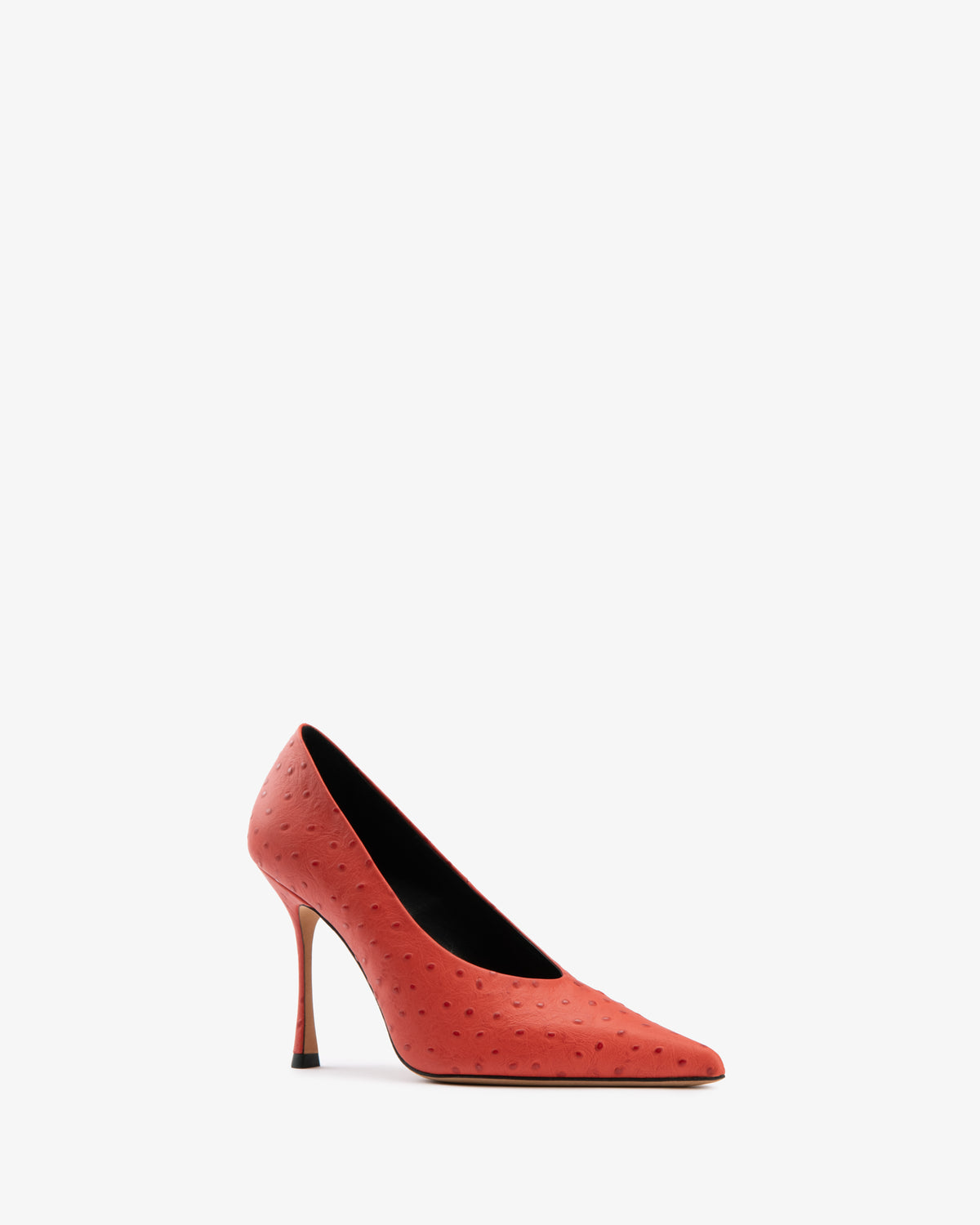 Kiss Pump Blood Orange Ostrich Embossed Leather