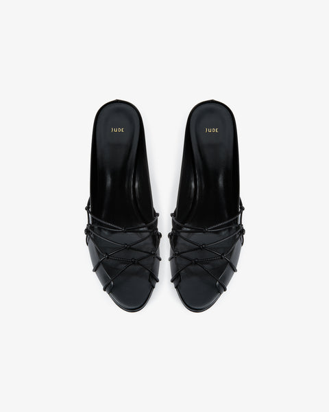 Knotty Sandal in Black Leather