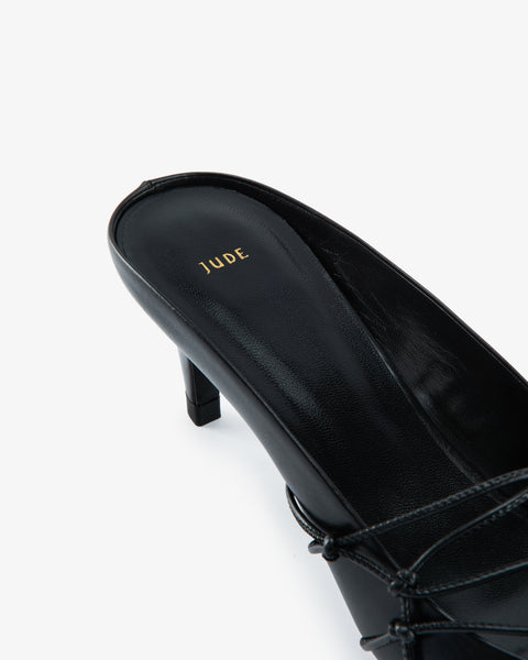 Knotty Sandal in Black Leather