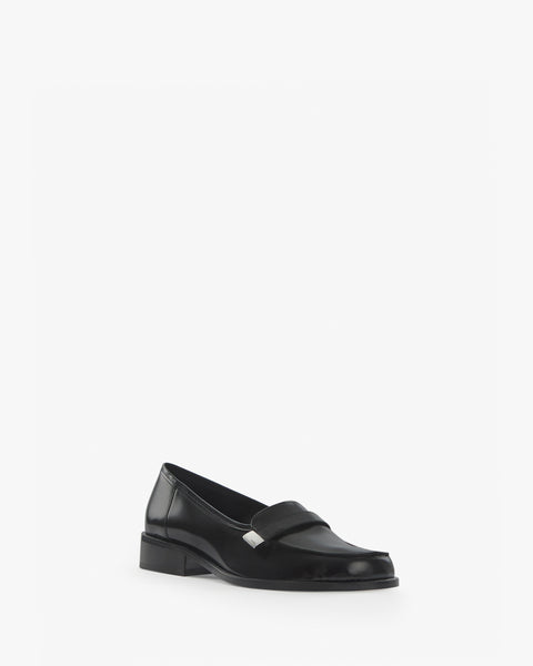 Logo Loafer in Black Brushed Leather - Second Image