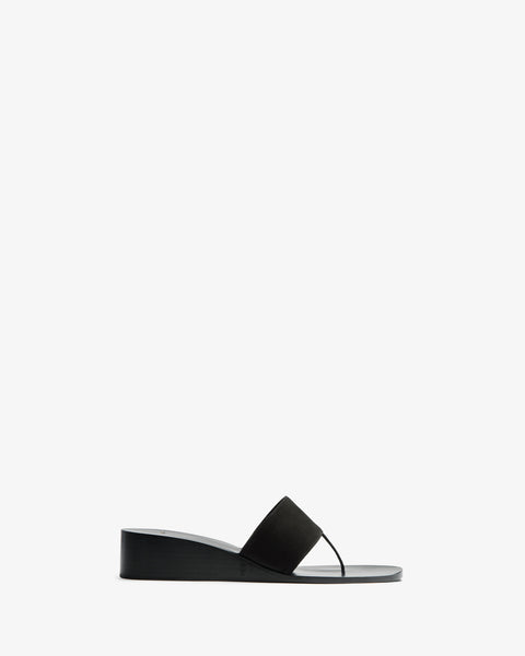 Lucille Wedge Sandal Black Nubuck Leather