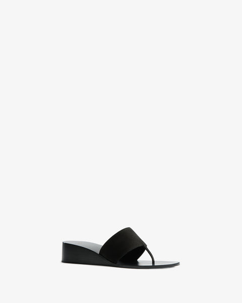 Lucille Wedge Sandal Black Nubuck Leather