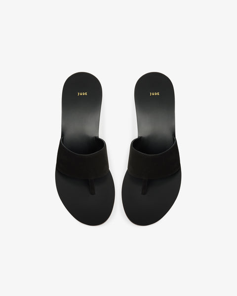 Lucille Wedge Sandal Black Nubuck Leather