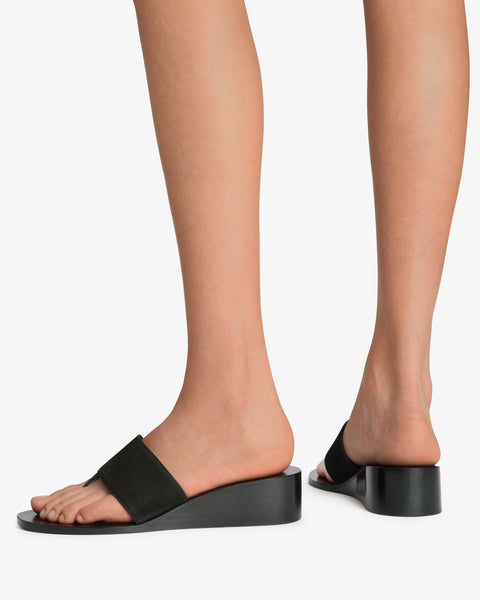 Lucille Wedge Sandal Black Nubuck Leather