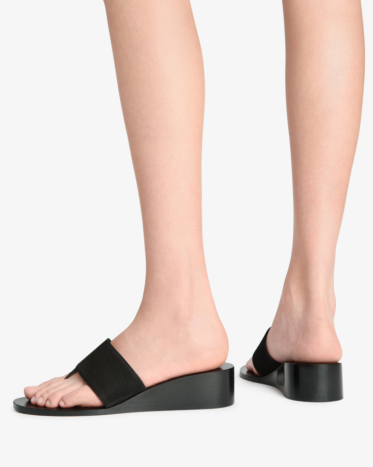 Lucille Wedge Sandal Black Nubuck Leather
