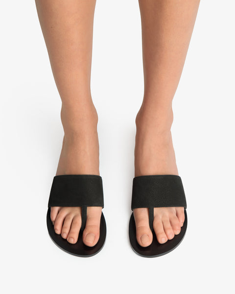 Lucille Wedge Sandal Black Nubuck Leather