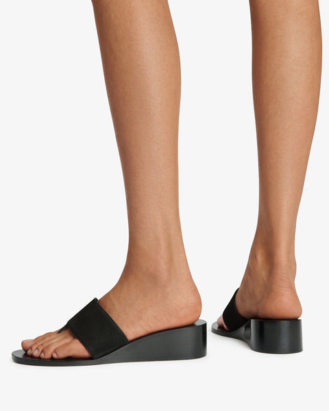 Lucille Wedge Sandal Black Nubuck Leather