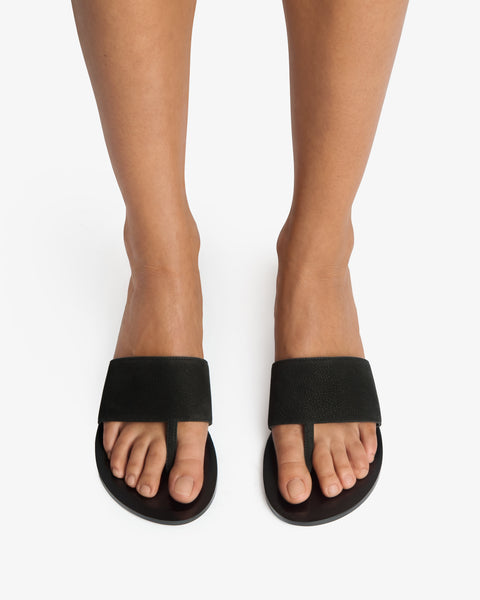 Lucille Wedge Sandal Black Nubuck Leather