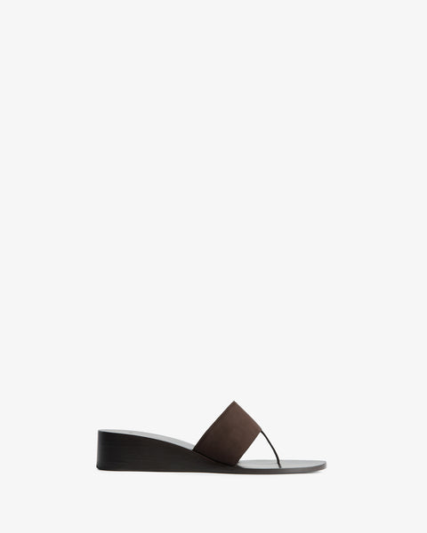 Lucille Wedge Sandal Brown Nubuck Leather