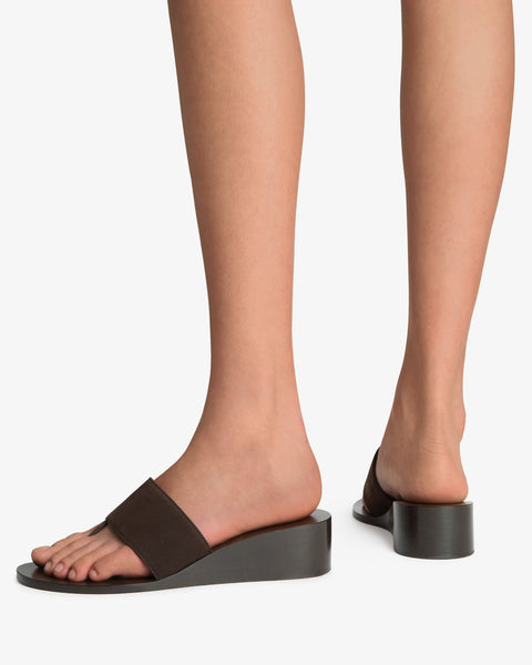 Lucille Wedge Sandal Brown Nubuck Leather