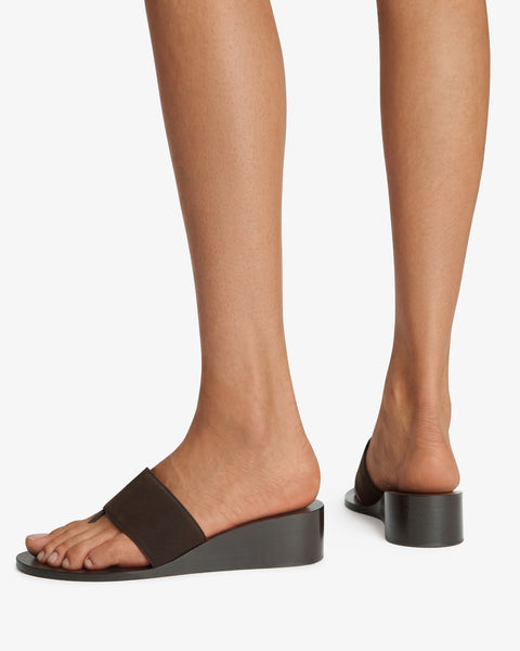 Lucille Wedge Sandal Brown Nubuck Leather
