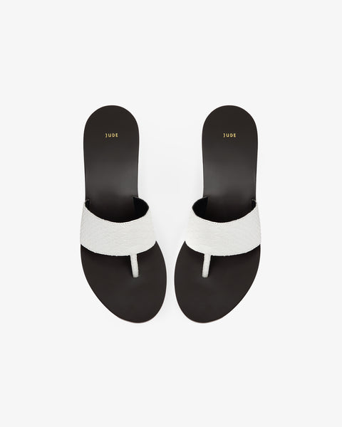 Lucille Wedge Sandal White Python Leather