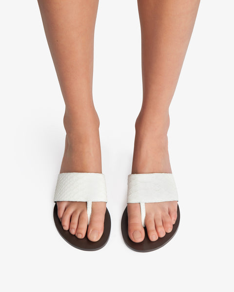 Lucille Wedge Sandal White Python Leather
