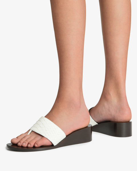 Lucille Wedge Sandal White Python Leather