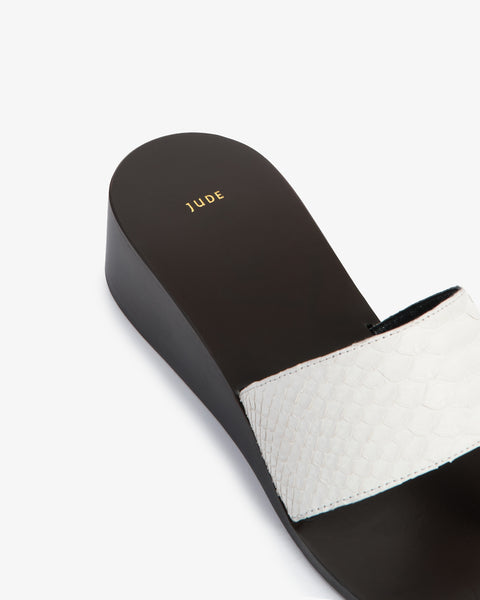 Lucille Wedge Sandal White Python Leather