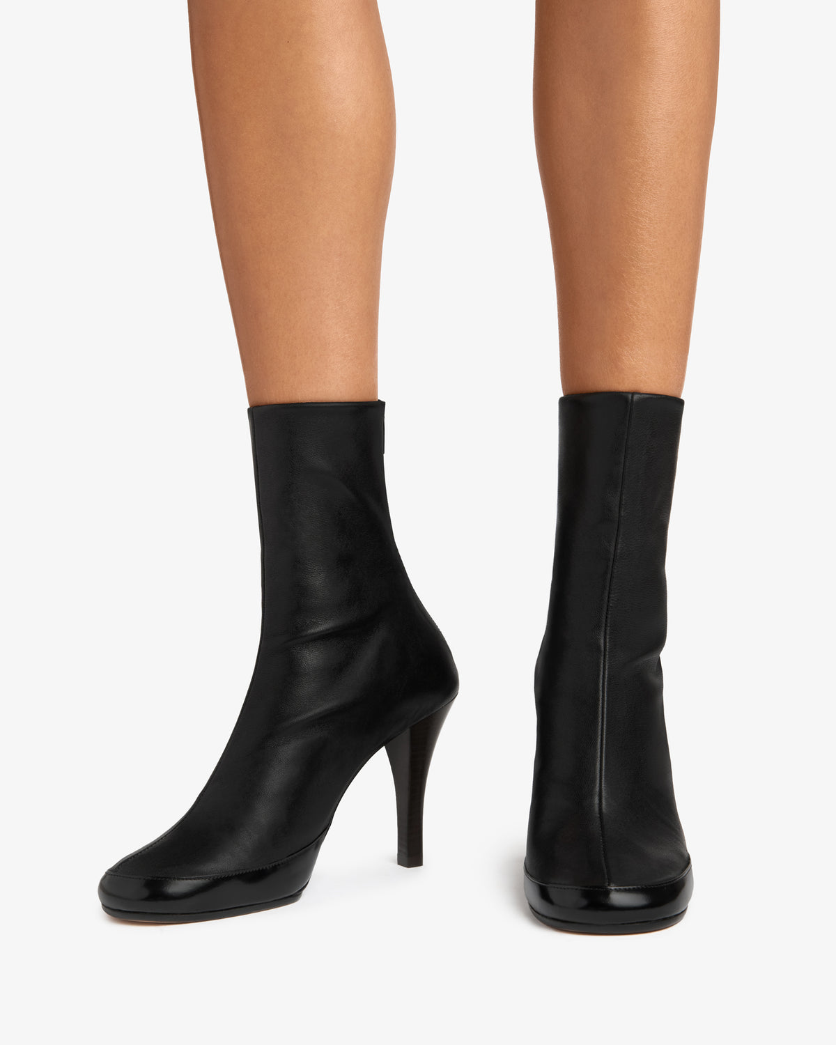 Luna Ankle Boot Black Stretch and Brushed Leather