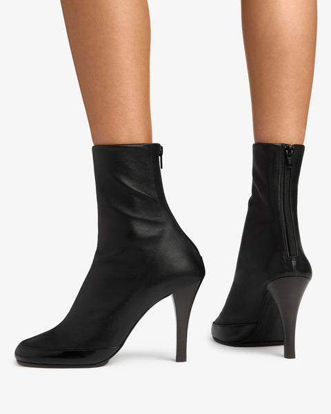 Luna Ankle Boot Black Stretch and Brushed Leather
