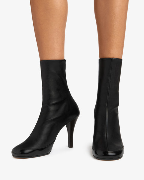 Luna Ankle Boot Black Stretch and Brushed Leather