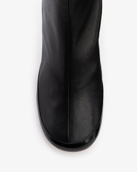 Luna Ankle Boot Black Stretch and Brushed Leather