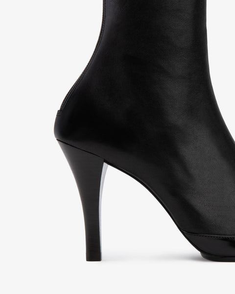 Luna Ankle Boot Black Stretch and Brushed Leather