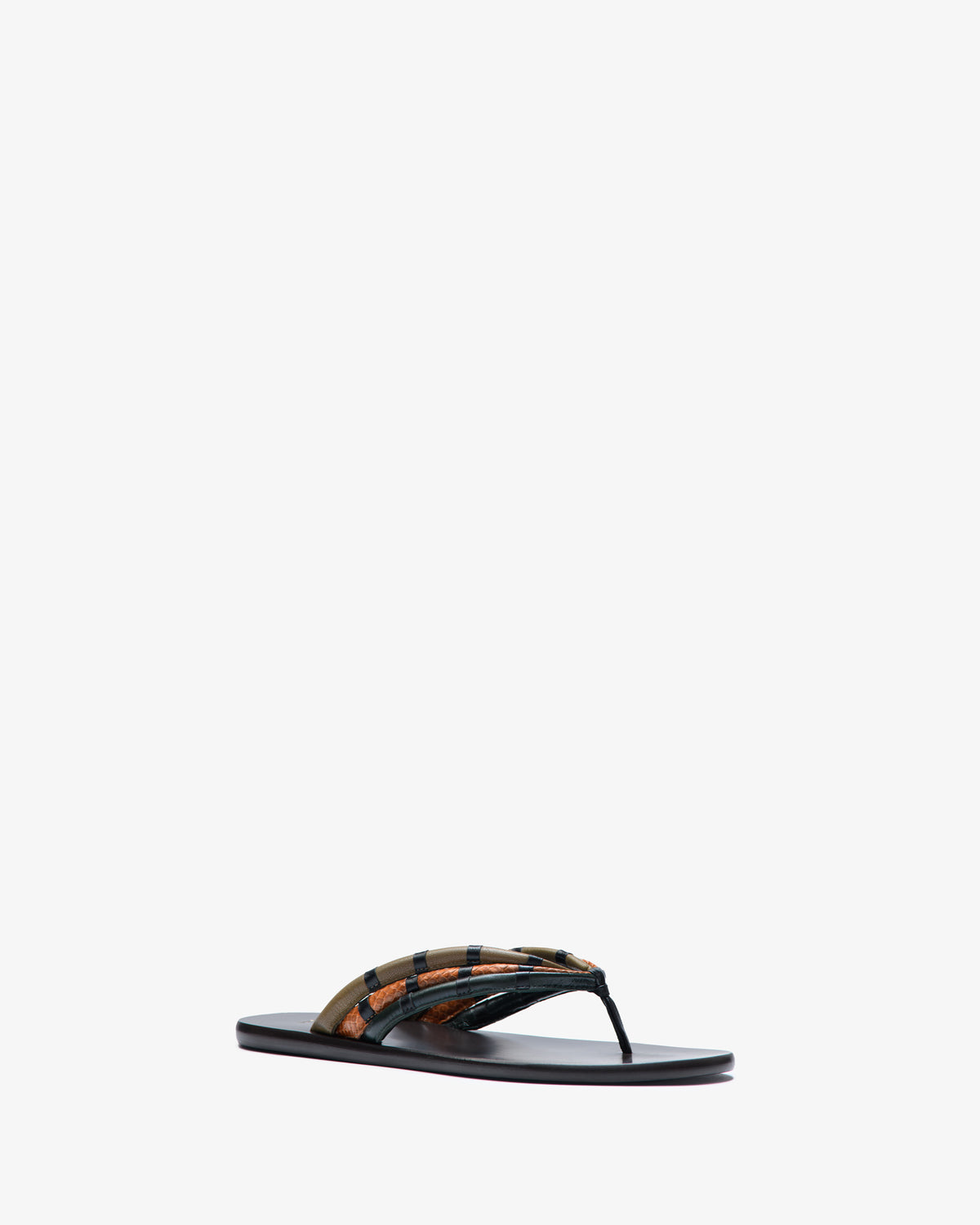 Path Flat Tan Python and Green Leather