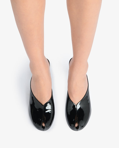 Paw Mule in Black Patent Leather