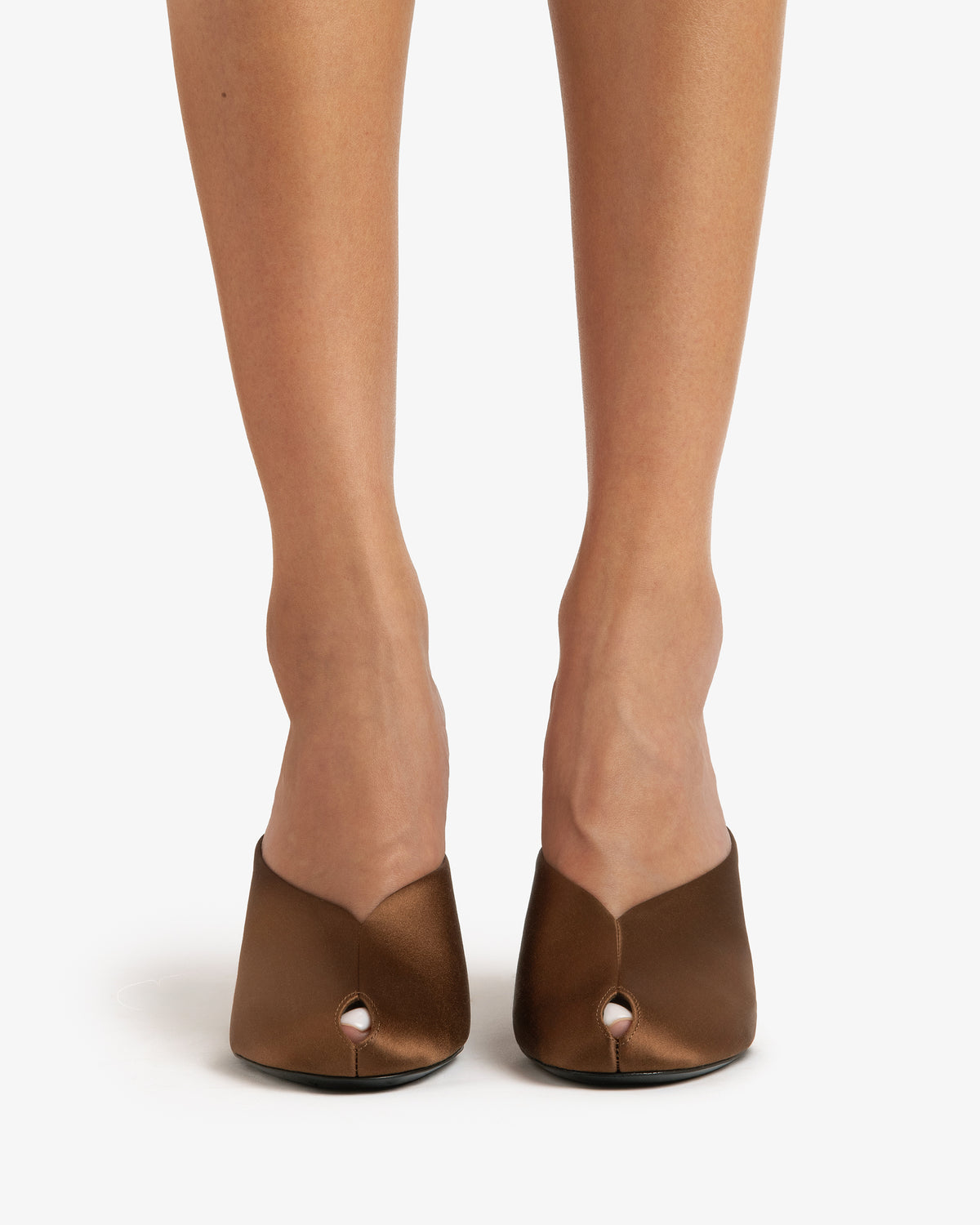 Paw Mule in Brown Silk Satin