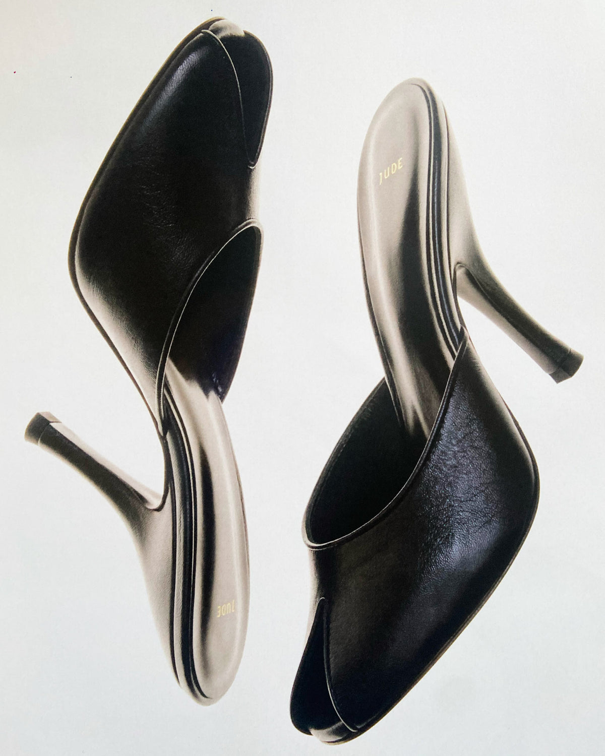 Date Mule in Black Creased Leather