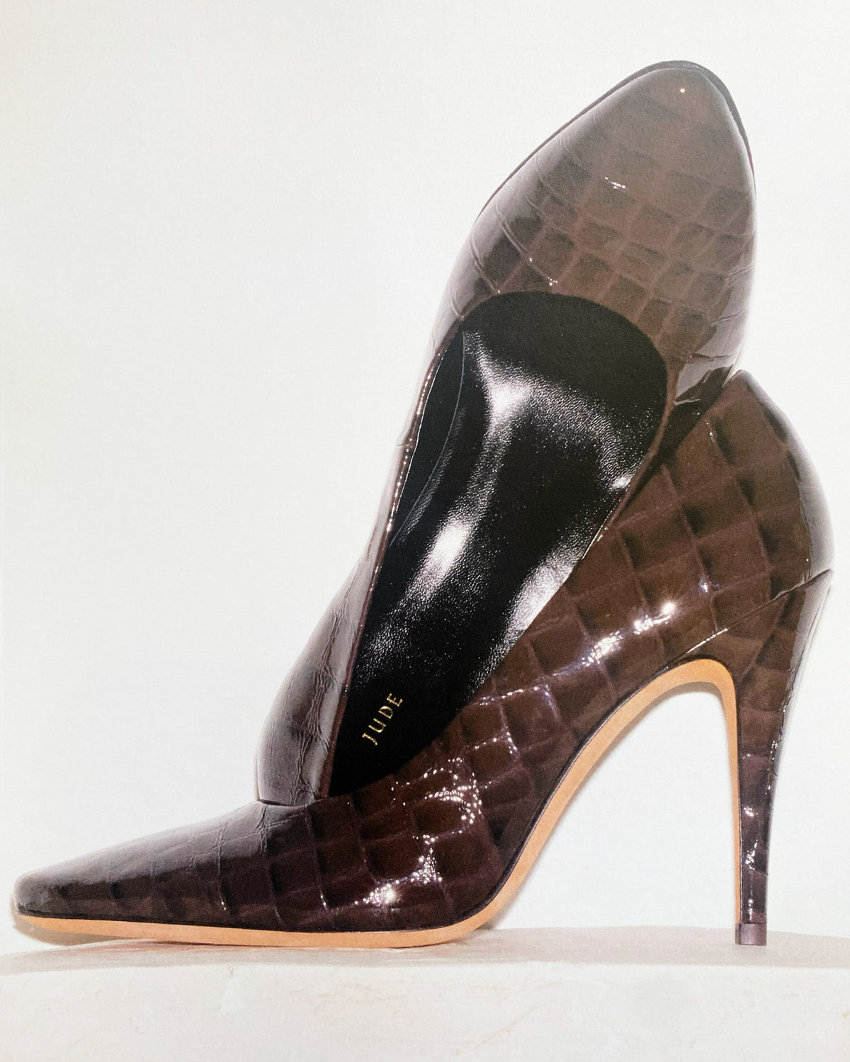 Jerry Pump Dark Brown Croc Embossed Patent Leather