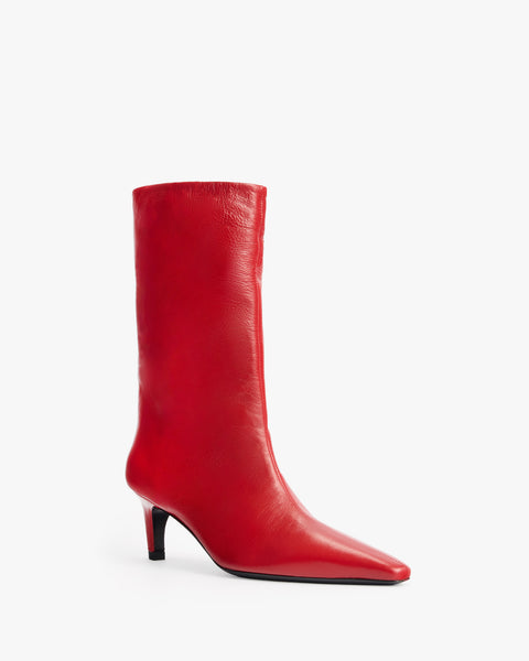Cave Mid Calf Boot in Red Creased Leather