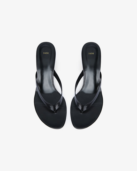 Rooty Sandal Black Leather