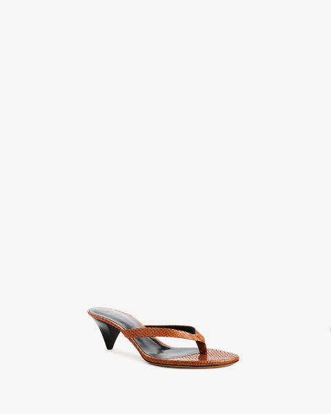 Rooty Sandal Tan Python Leather