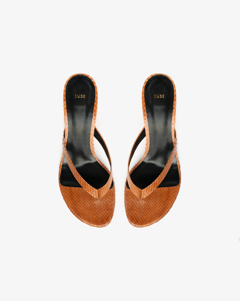 Rooty Sandal Tan Python Leather