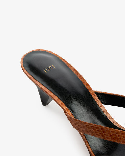 Rooty Sandal Tan Python Leather