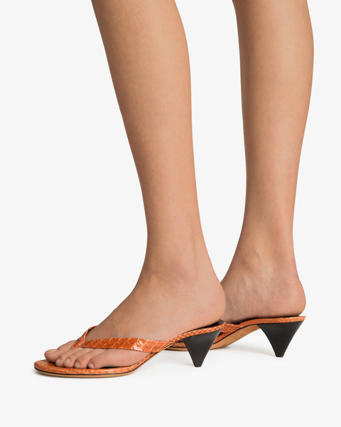 Rooty Sandal Tan Python Leather