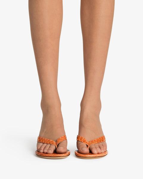 Rooty Sandal Tan Python Leather