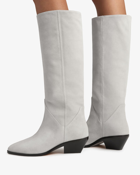 Saga Boot in White Suede Leather