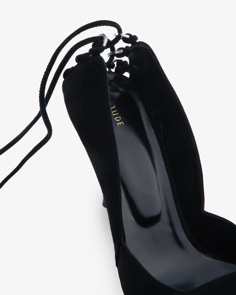 Scoop Pump Black Suede Leather