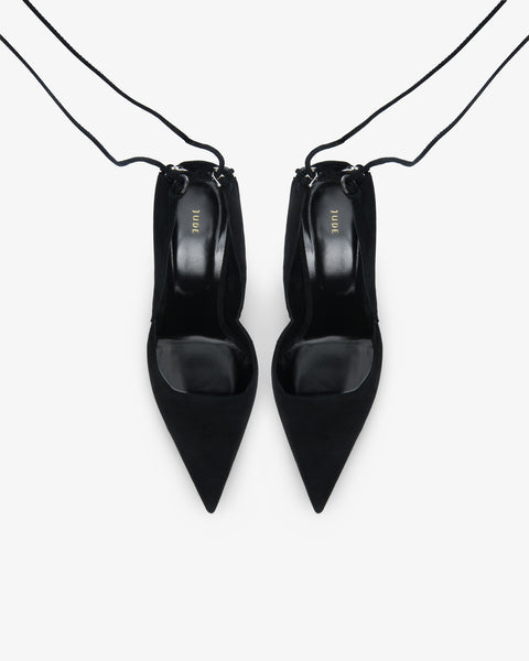 Scoop Pump Black Suede Leather