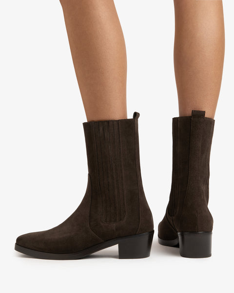 Smoke Ankle Boot Brown Suede Leather