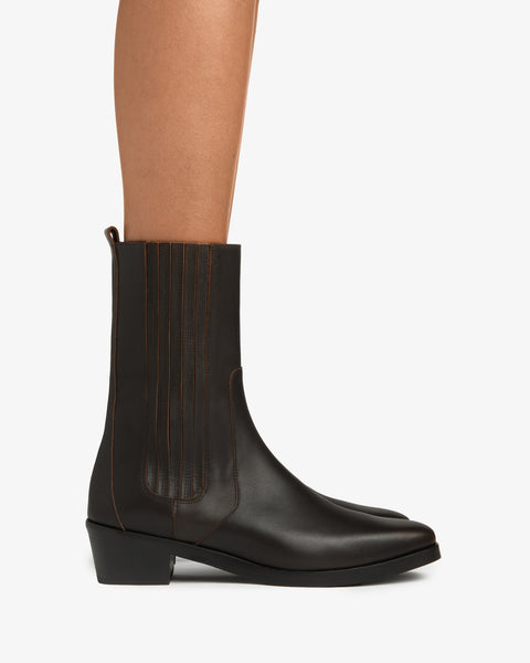 Smoke Ankle Boot Dark Brown Leather