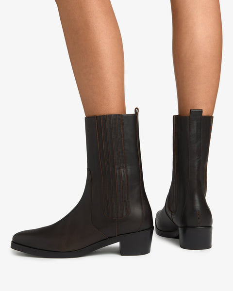 Smoke Ankle Boot Dark Brown Leather