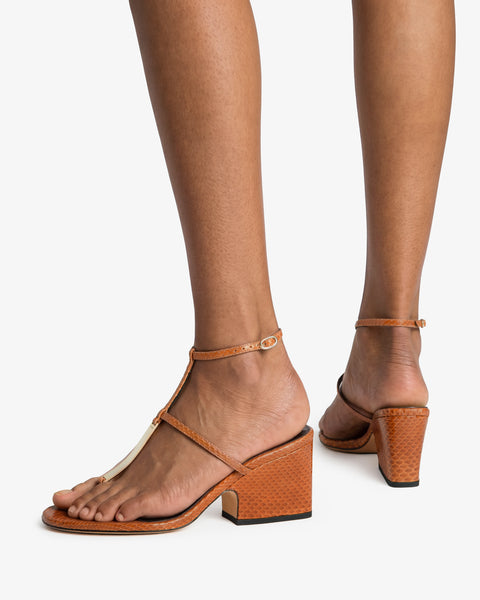 Solo Sandal Tan Python Leather