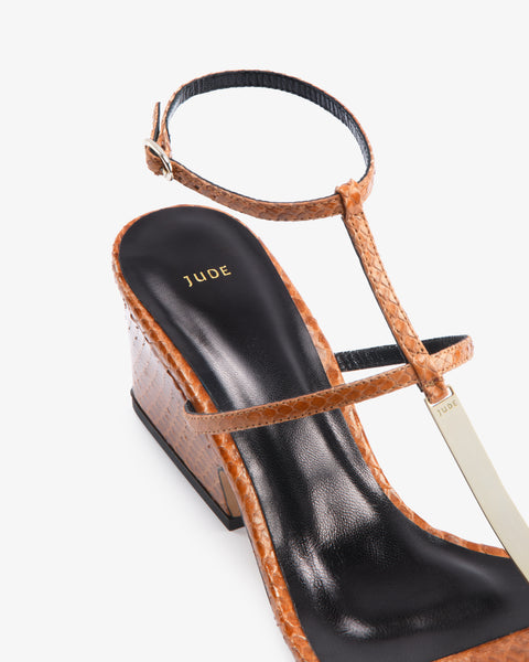 Solo Sandal Tan Python Leather