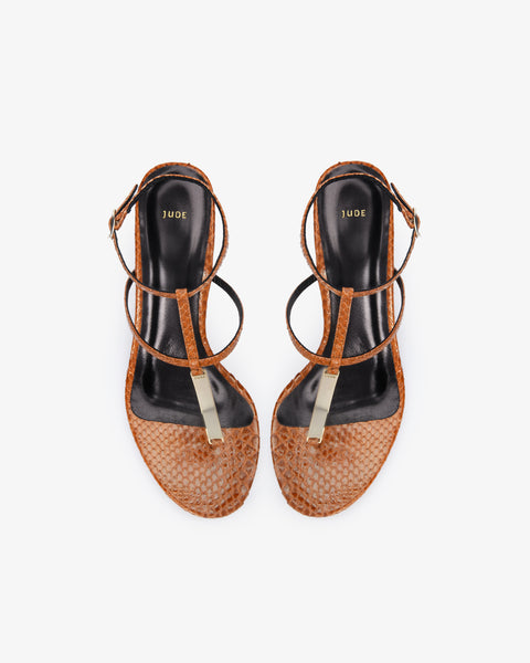 Solo Sandal Tan Python Leather