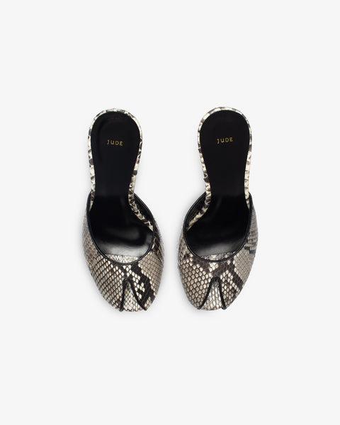 Date Mule in Stone Python Leather