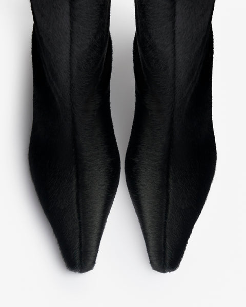 Cave Mid Calf Boot in Black Pony Leather