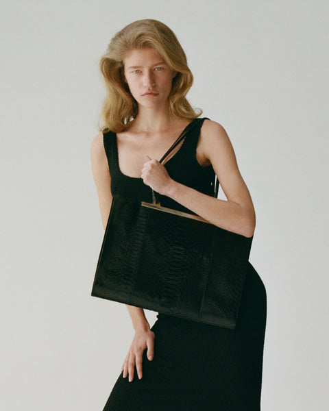 Gaia Bag Black Python Leather