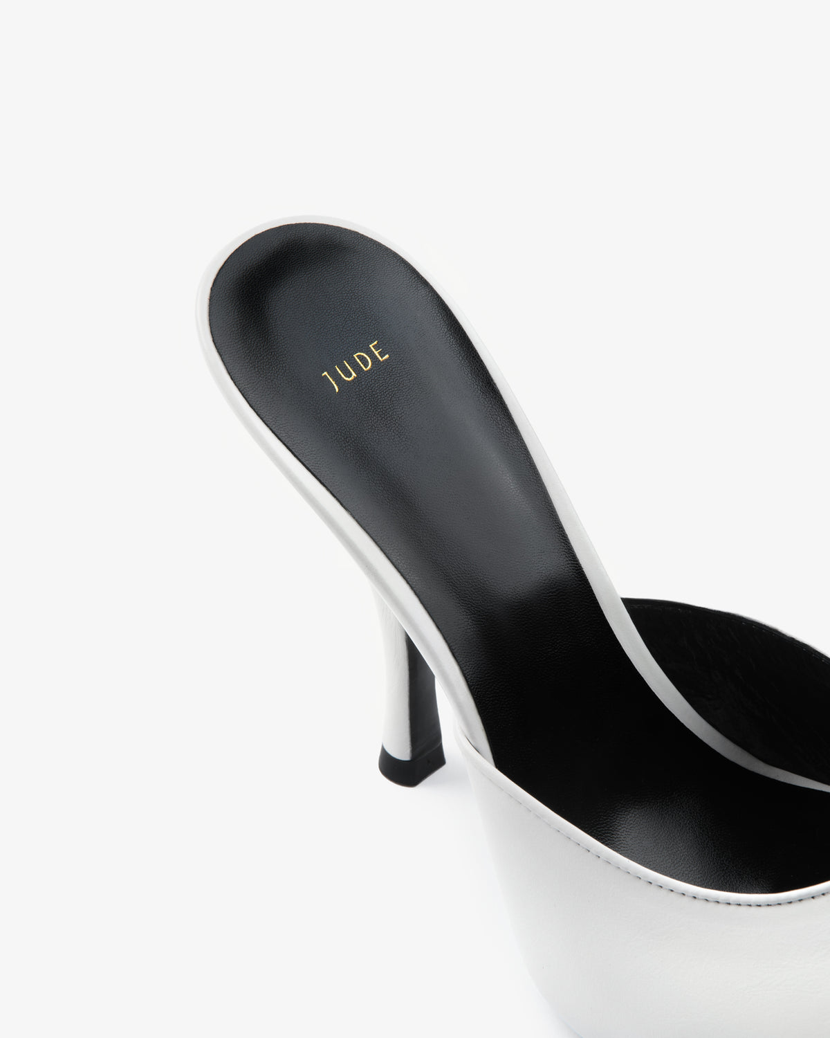 Date Mule in White Creased Leather